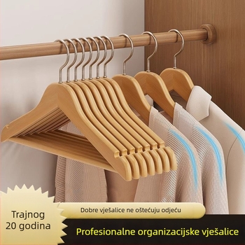 Set od 10 masivnih drvenih vješalica za kućnu upotrebu, bez tragova na odjeći, protuklizne vješalice za garderobu