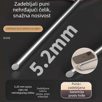 Ekstra veliki stalak za sušenje od nehrđajućeg čelika za kućnu upotrebu, pogodan za sušenje pokrivača i plahta, duga vješalica za balkon, čvrsta konstrukcija