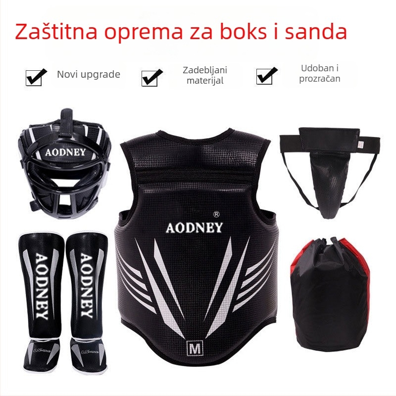 Sanda zaštitna oprema za trening boksa – set s debelim zaštitnim štitnikom za glavu i zaštitom potkoljenice