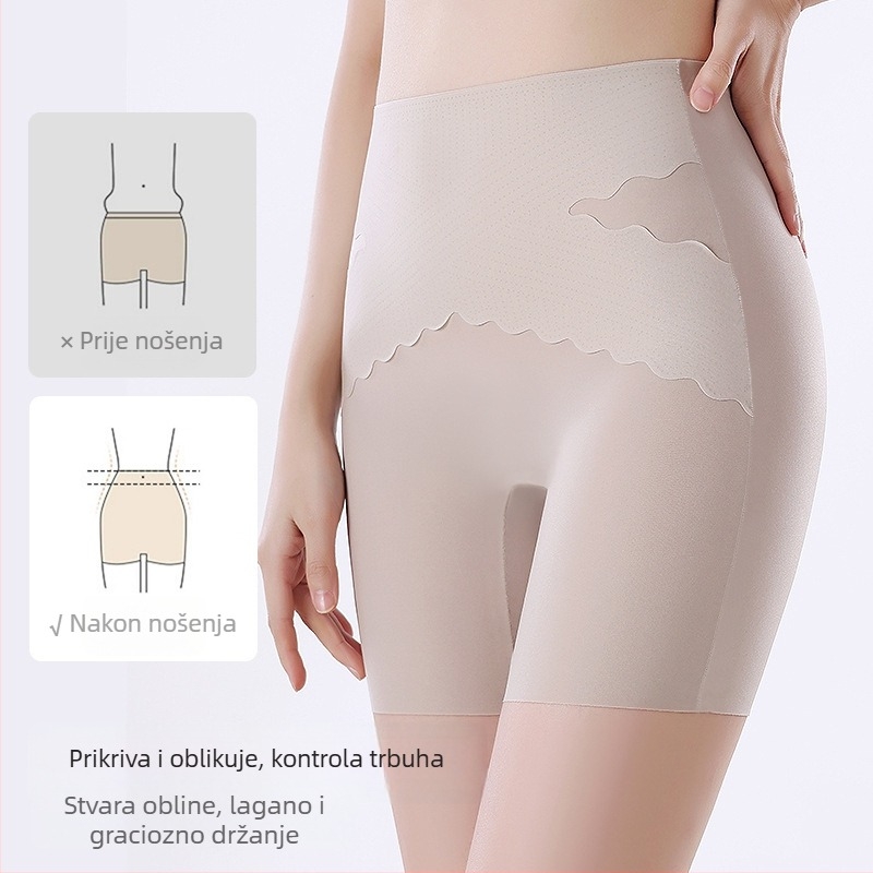 Ice Silk ženske bešivne gaćice visokog struka, kontrola trbuha, podizanje bokova, ljetni boxer stil, oblikovanje tijela, zaštita od prozirnosti