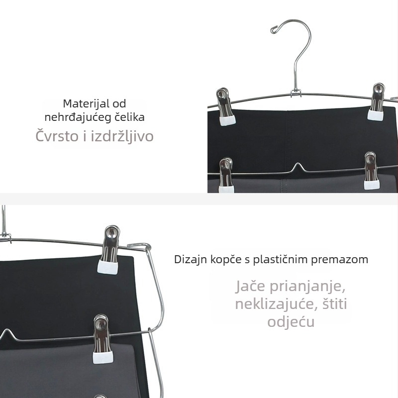 Sklopivi držač za hlače za kućnu uporabu, višenamjenski organizator garderobe s višestrukim klipsama za hlače i metalnim klipse za suknje, ušteda prostora