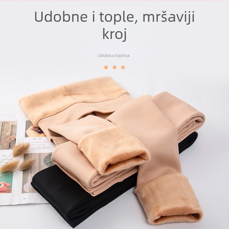 Guste leggine s flecom za jesen-zimu, za vanjenu nošenje, oblikovanje i podizanje bokova