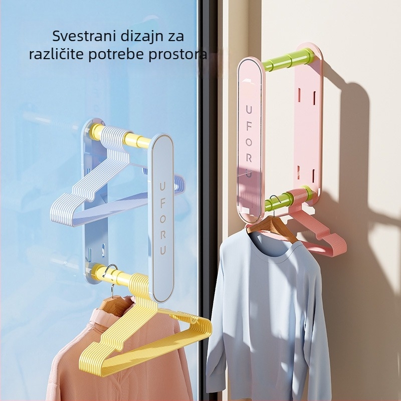 Izvlačna vješalica za odjeću, zidni montažni bez bušenja, balkon za sušenje i višenamjenski skladišni okvir