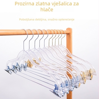 Klip za hlače od prozirnog kristalnog akrila s finišom zlatnog praha za garderobu, protuklizan, bez šavova