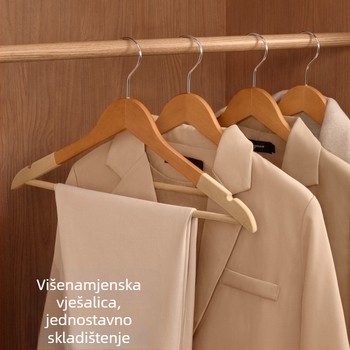 Flokirane masivne drvene vješalice za odjeću, protuklizne, bez tragova; za kućnu upotrebu, butik i hotele; organizator garderobe