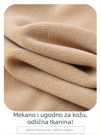 Ženska jesenska fleece jakna na zip, opuštena silueta, casual stil, jednofarbna.