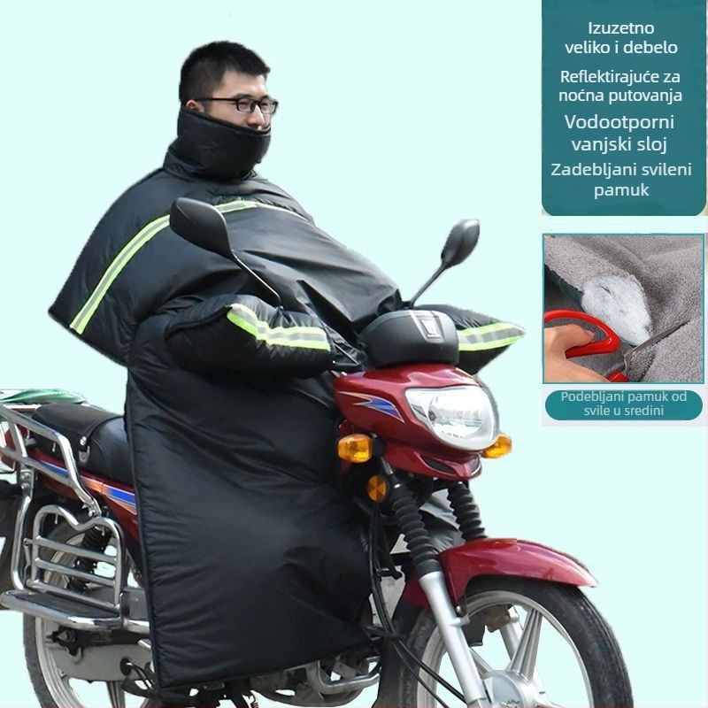 Krovno pokrivalo za zaštitu od vjetra motocikla s zakrivljenim okvirom, dizajn s razdvojenim nogama, flanelni unutarnji sloj, debeli zaštitni kućište za električna vozila