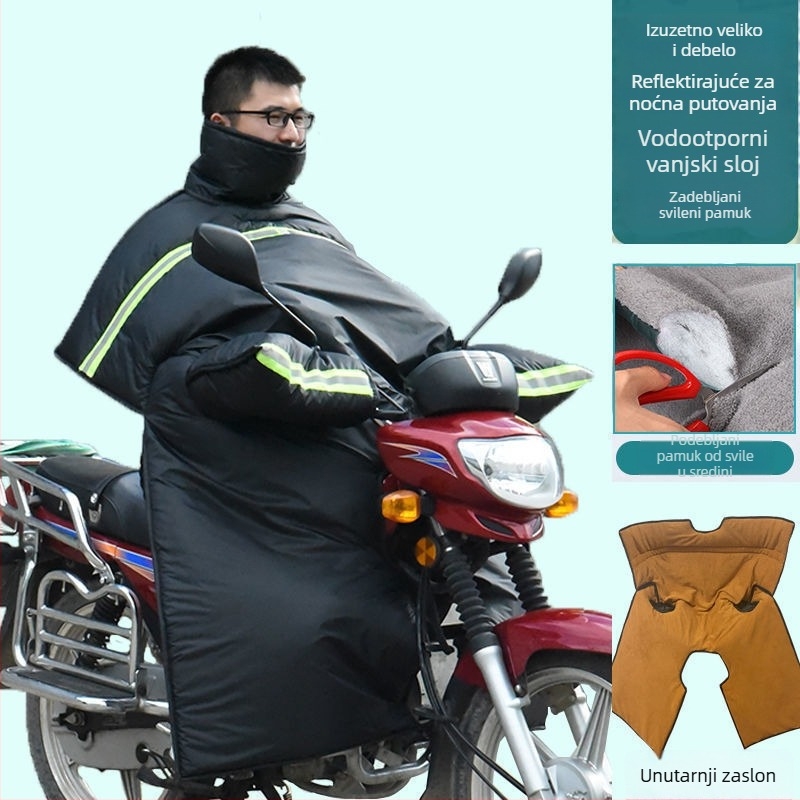 Krovno pokrivalo za zaštitu od vjetra motocikla s zakrivljenim okvirom, dizajn s razdvojenim nogama, flanelni unutarnji sloj, debeli zaštitni kućište za električna vozila