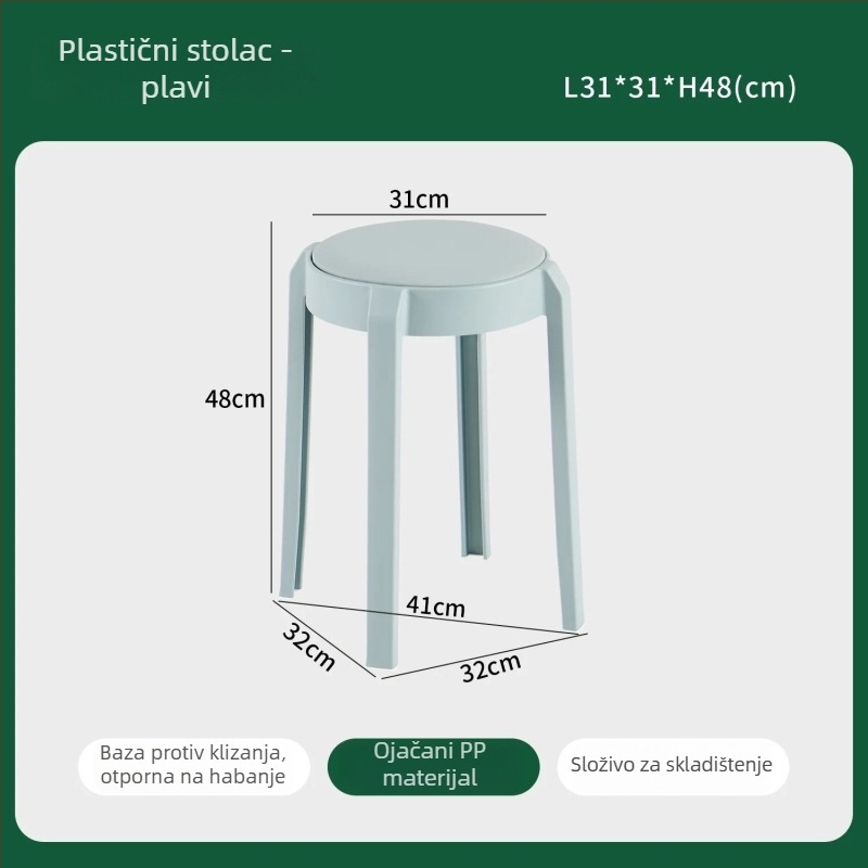 Kružne plastične tabure s mekanim presvlakom, stohovateljivi, za blagovanje, uz mogućnost označivanja