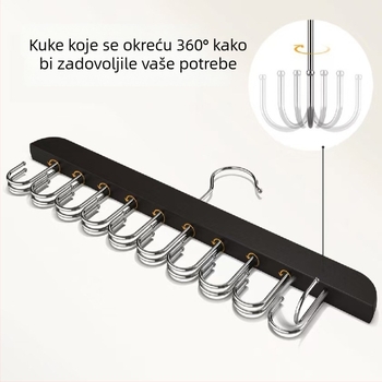 Drvena vješalica s 20 kuka za kaiševe, donje rublje i šalove – organizator garderobe s kukama, moderan minimalistički dizajn