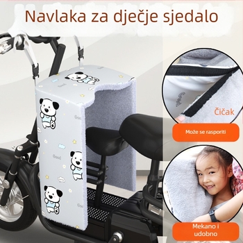 Zimsko toplo pokrivalo za prednje staklo električnog automobila, s fleec navlakom i dizajnom roditelj-dijete