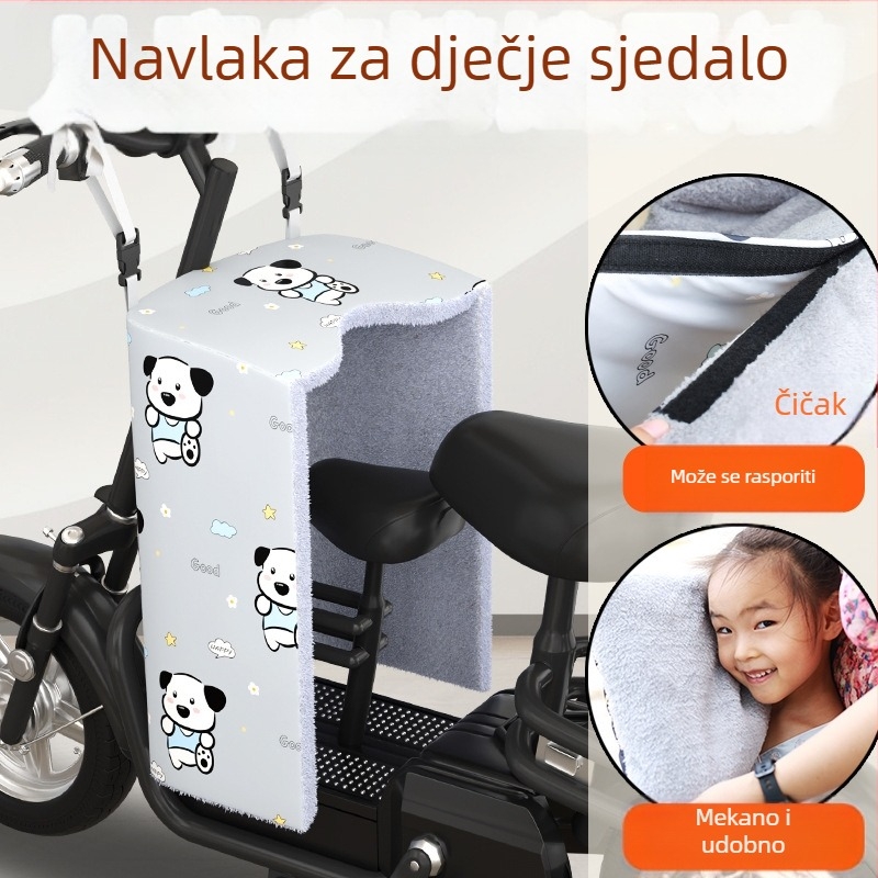 Zimsko toplo pokrivalo za prednje staklo električnog automobila, s fleec navlakom i dizajnom roditelj-dijete