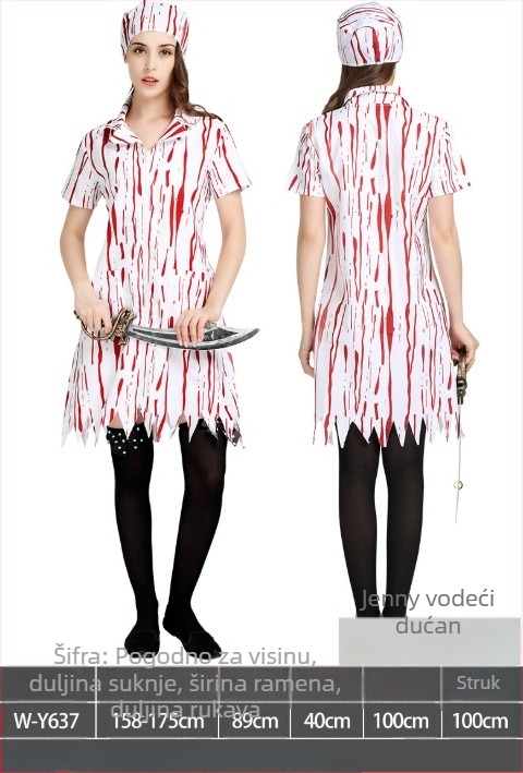 Halloween kostim: krvava sestra za cosplay, rekvizit kirurga
