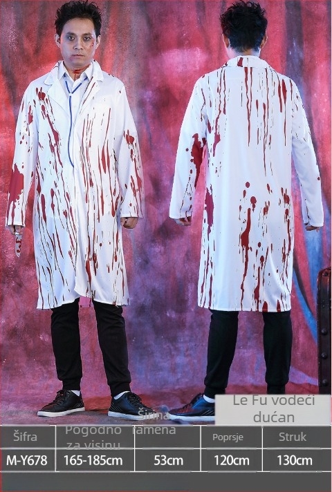 Halloween kostim: krvava sestra za cosplay, rekvizit kirurga