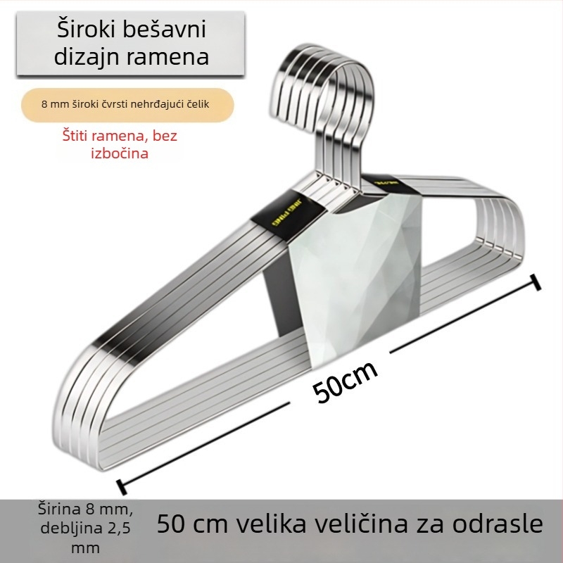Nerđava čelična vješalica za odjeću, bez tragova, s kosim ramenima, protuklizna, za kućnu uporabu