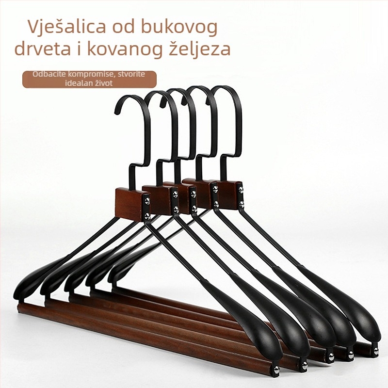 Visokokvalitetne anti-klizne vješalice za odjeću od bukovog drva i metala, za kućnu ili poslovnu upotrebu