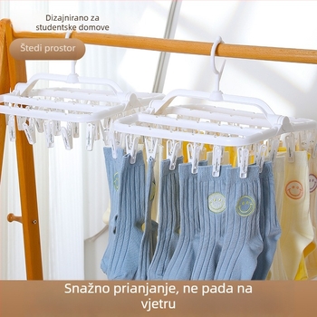 Sklopiva vješalica za sušenje odjeće s klipsama za čarape