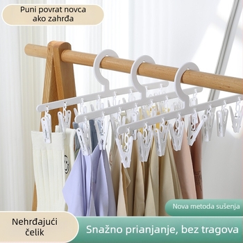 Sklopiva vješalica za sušenje odjeće s klipsama za čarape