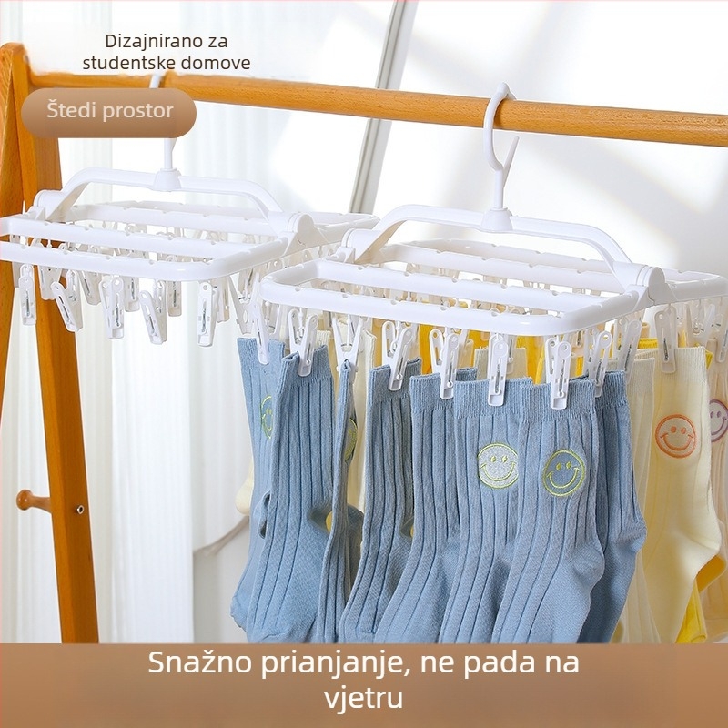 Sklopiva vješalica za sušenje odjeće s klipsama za čarape