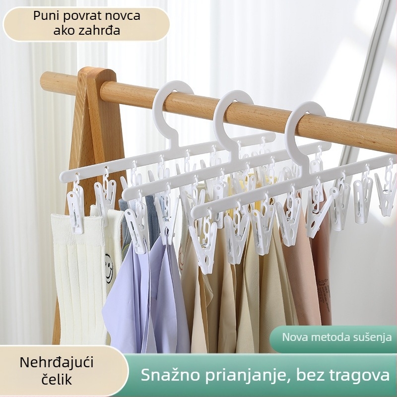 Sklopiva vješalica za sušenje odjeće s klipsama za čarape