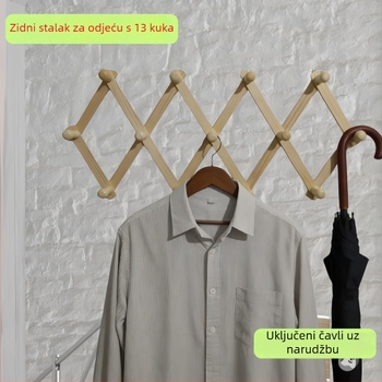 Izvlačna drvena vješalica za odjeću, zidna drvena vješalica, sklopiva vješalica