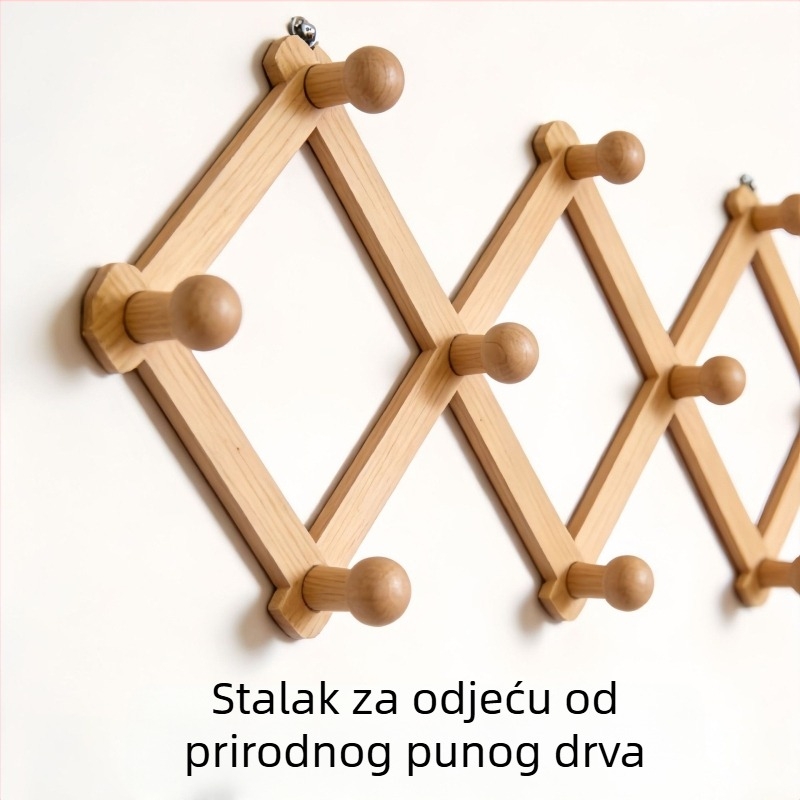 Izvlačna drvena vješalica za odjeću, zidna drvena vješalica, sklopiva vješalica