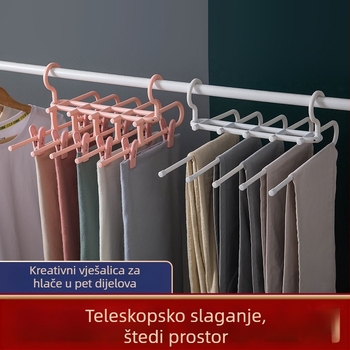 Teleskopski višeslojni stalak za hlače, za pohranu i sušenje