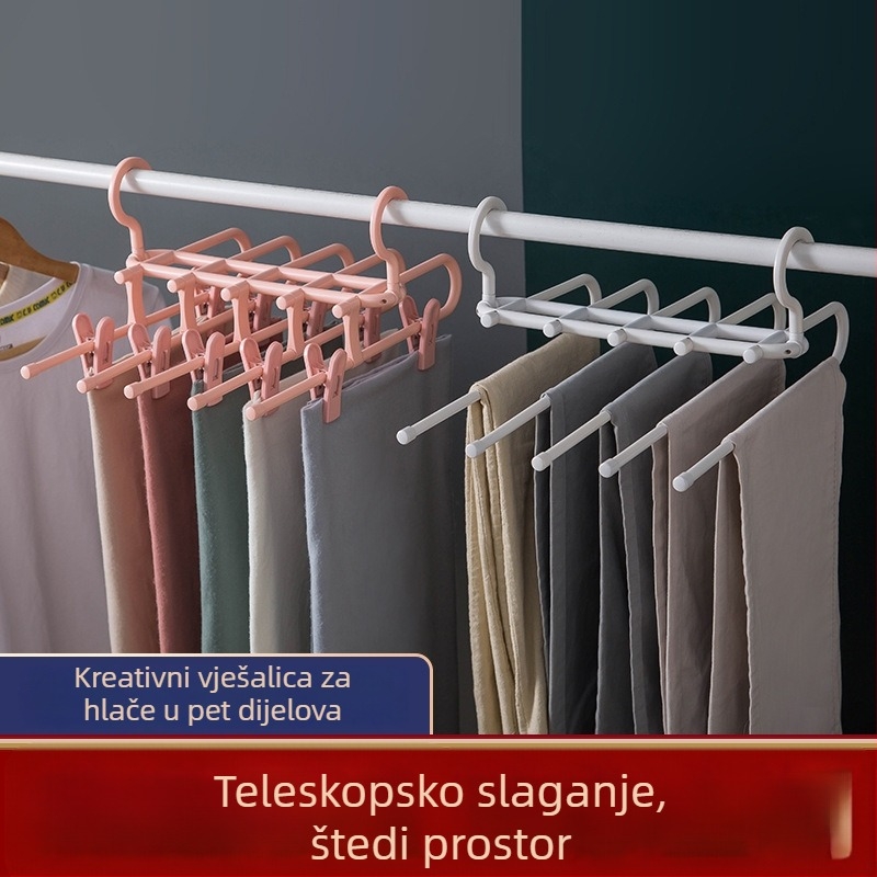 Teleskopski višeslojni stalak za hlače, za pohranu i sušenje