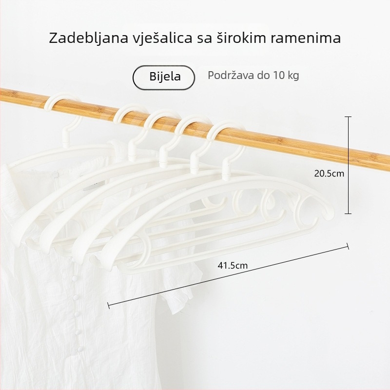 Plastična vješalica za odjeću s širokim ramenima, bešavna, za garderobu; kućna upotreba, dvostruko korištenje mokro/suho