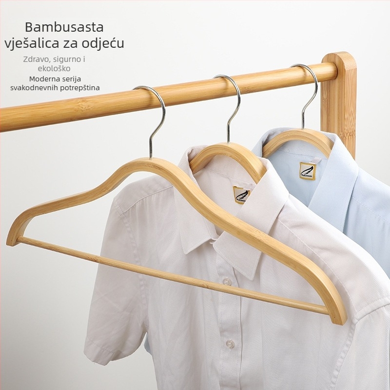 Bambusne vješalice za odjeću bez tragova, set od 10 komada, kućna upotreba, organiziranje garderobe