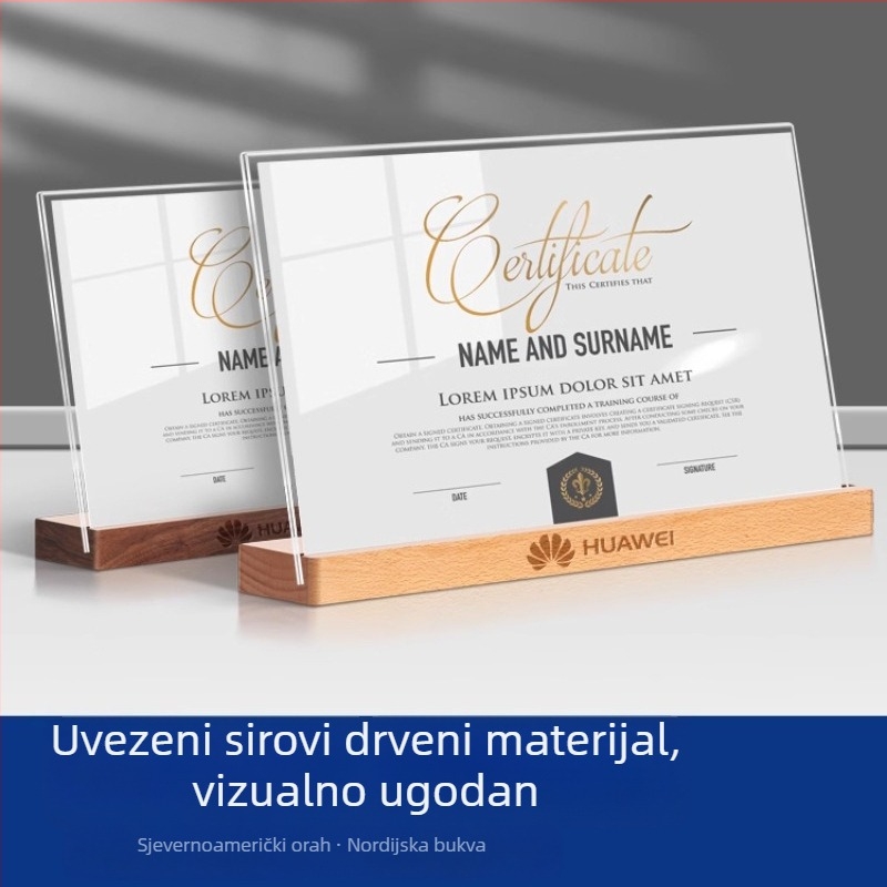 A4 akrilni okvir za certifikat – stolni stalak za počasne certifikate, dopis o imenovanju i patentne pločice