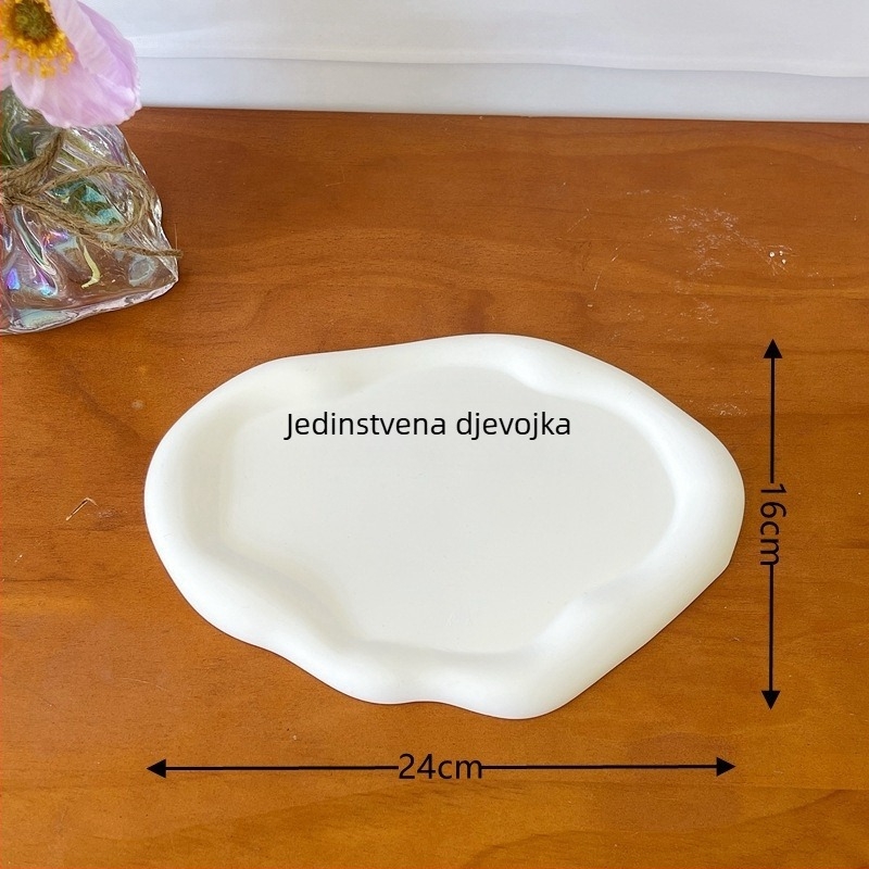 Asimetričan keramički poslužavnik za pohranu nakita i izlaganje, tanjur za aromatične svijeće i rekviziti za fotografiranje