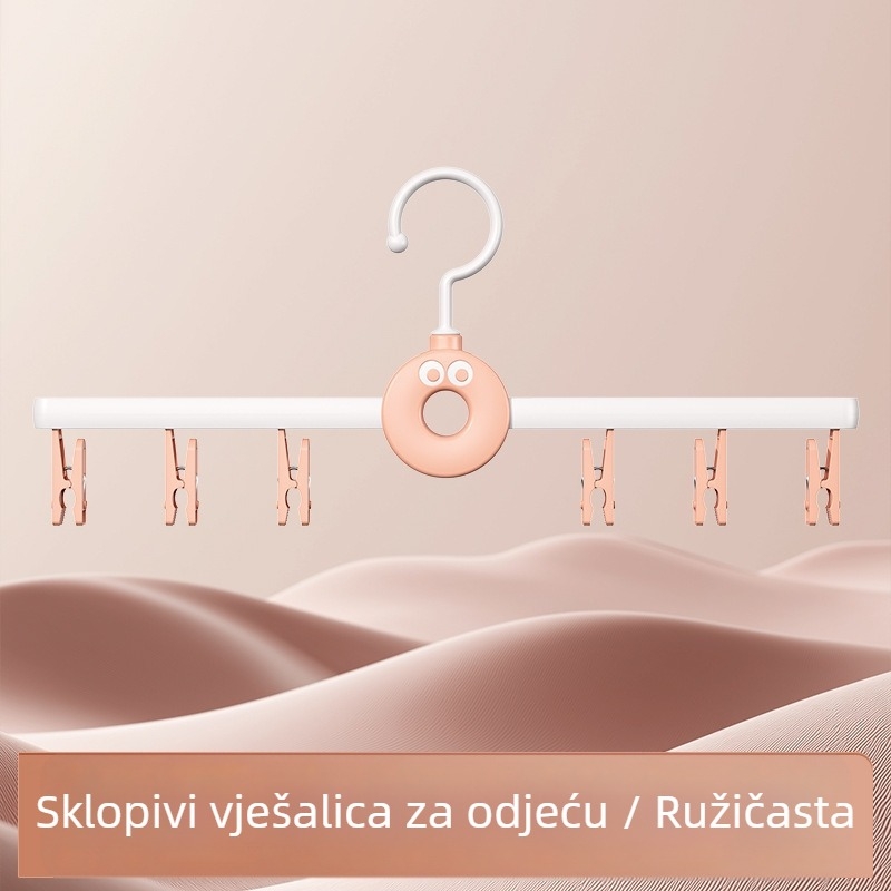 Stalak za sušenje čarapa za kućnu upotrebu, balkon i putovanja — prenosan, sklopiv, s višestrukim klipsama, bez tragova na odjeći, za sušenje rublja i čarapa
