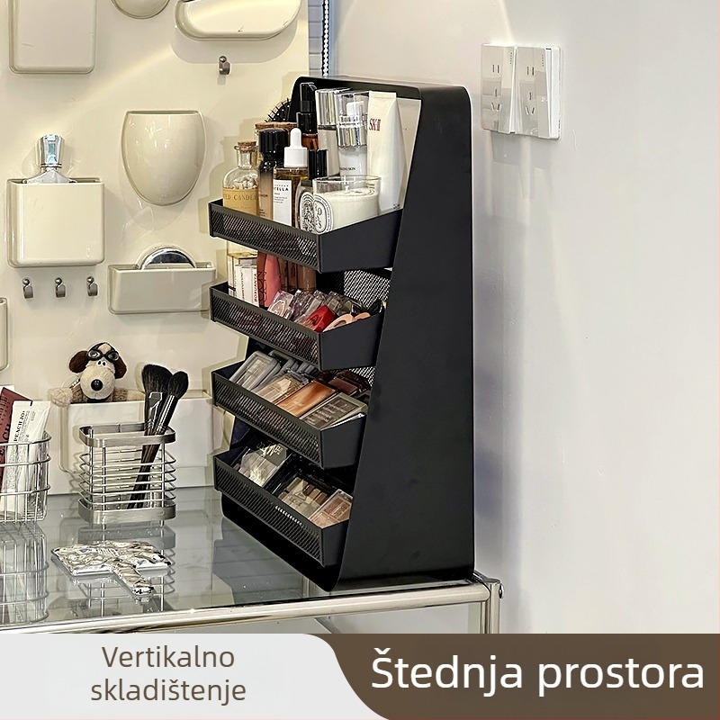 Stolni organizator kozmetike sa šest slojeva, velik kapacitet za njegu kože i ruževe