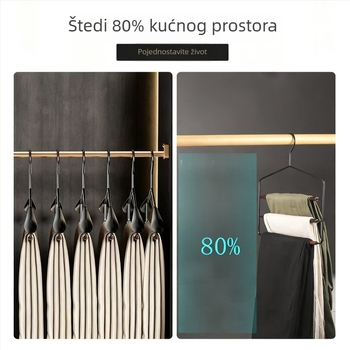 Višeslojni držač za hlače od bukovog drveta s klipsama, sklopivi, višefunkcionalni