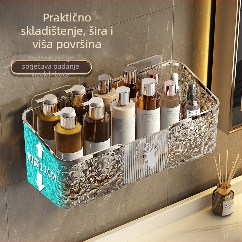 Zidni organizator za kupaonicu bez bušenja, za ručnike, pastu za zube i četkice