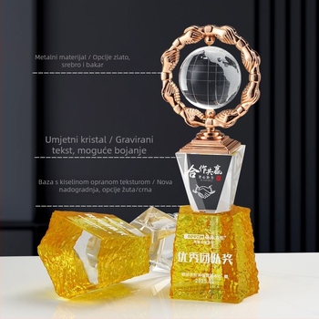 Kreativni kristalno‑metalni trofej, nagrada za izvanrednu timsku suradnju, nagrada za dobavljača, luksuzni model rukovanja šakama