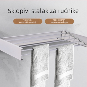 Skriveni zidni sklopivi držač za ručnike i sušilica za odjeću, aluminij, moderan dizajn