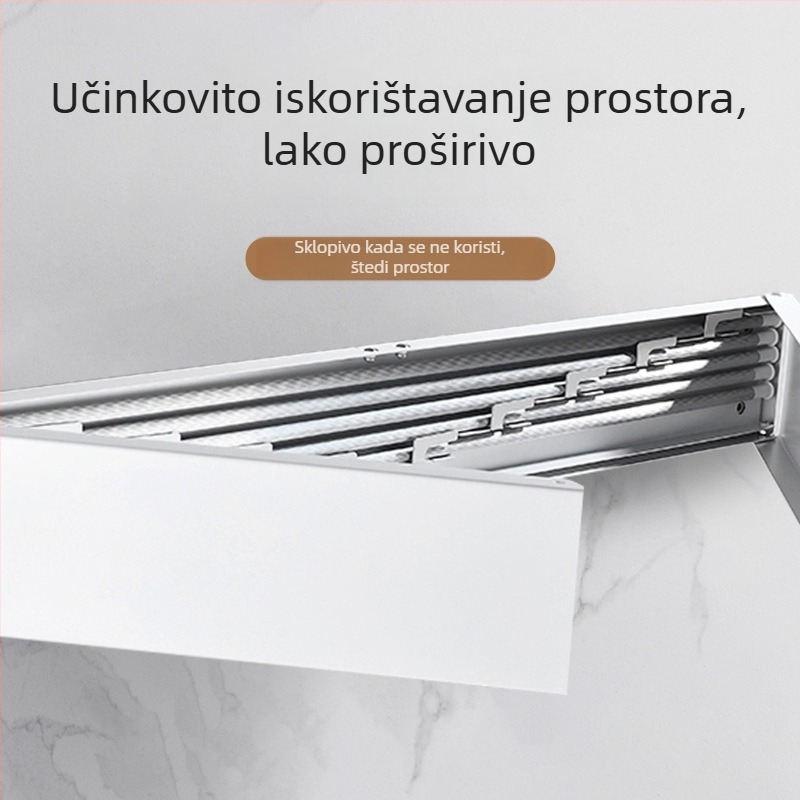 Skriveni zidni sklopivi držač za ručnike i sušilica za odjeću, aluminij, moderan dizajn