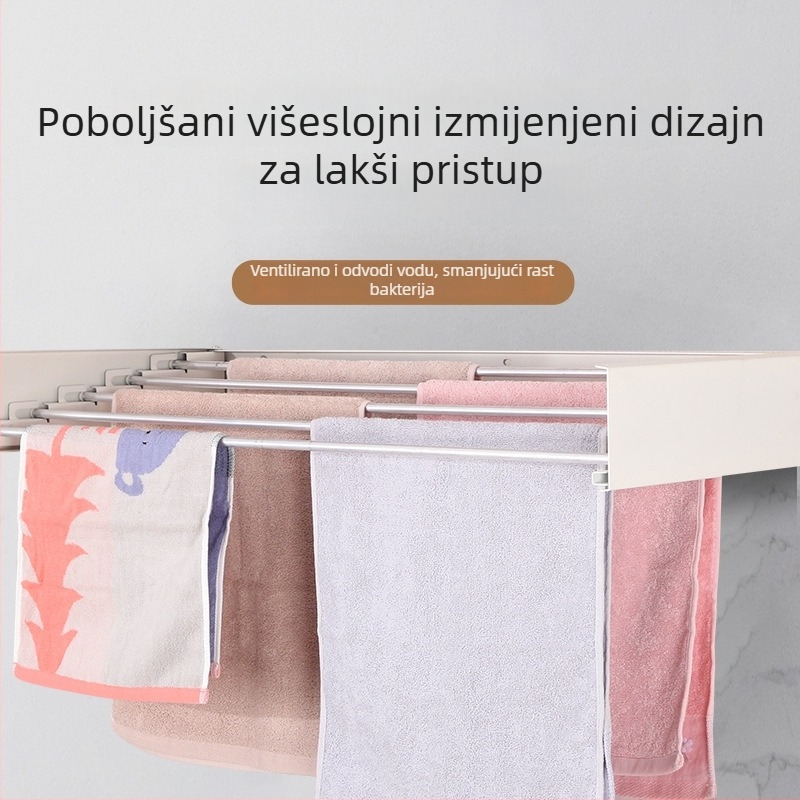 Skriveni zidni sklopivi držač za ručnike i sušilica za odjeću, aluminij, moderan dizajn