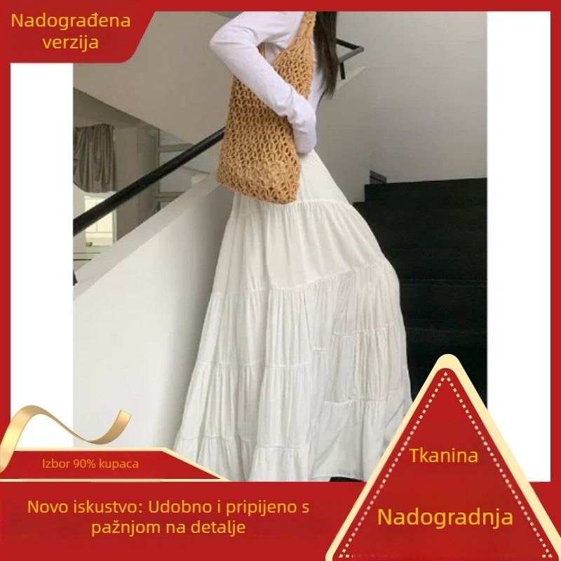 Duga A-linijska suknja s visokim strukom, laskav siluetu, nježnost proljetne elegancije, široki rub