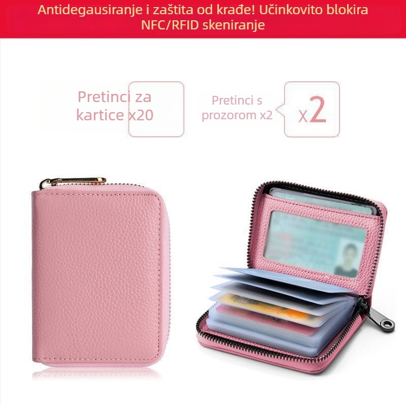 Retro držač kartica, anti-demagnetizacija, višestruki pretinci za kartice, iznimno tanak držač za osobnu iskaznicu i bankovne kartice, zaštita od krađe, velik kapacitet