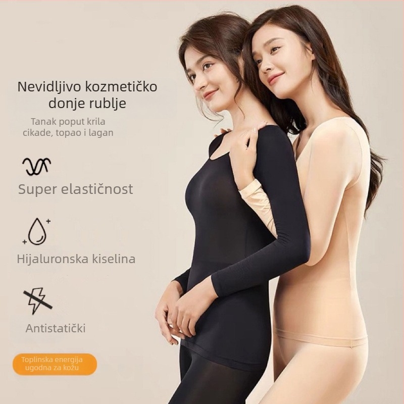 Ženski termalno donje rublje s hijaluronskom kiselinom, hidratacija kože, visoka elastičnost, gornji dio i hlače, lagani jesenski set