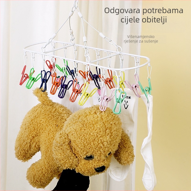 Dječja vješalica za odjeću s više klipsi, šarena, prijenosna sušilica za balkon, za čarape i donje rublje, namijenjena studentskom domu, višenamjenska vješalica.