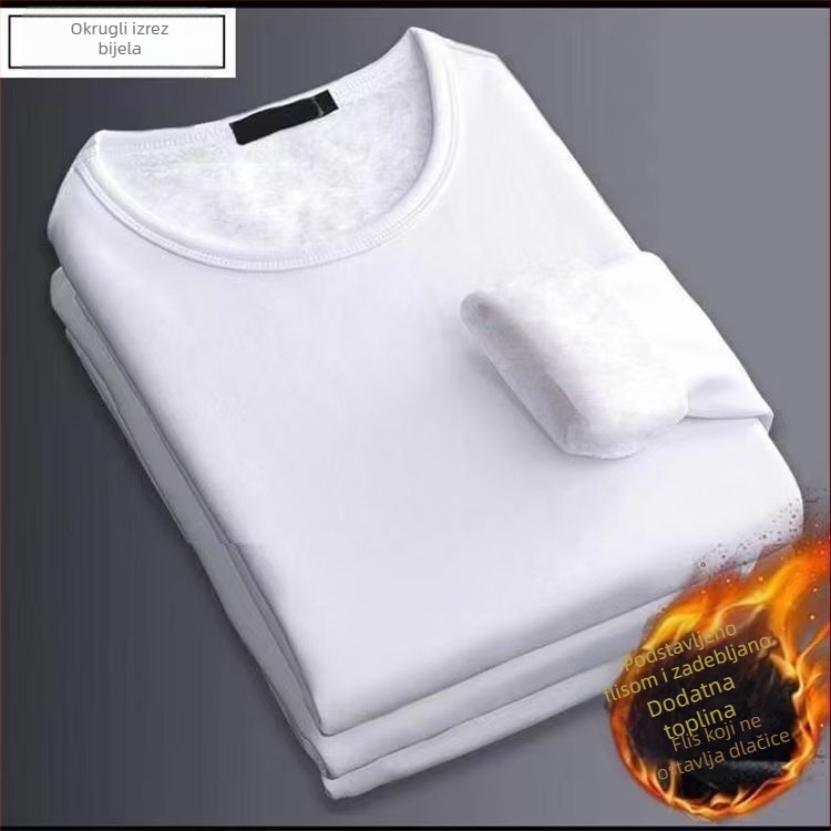 Unisex termo majica s fleece podstavom, dugih rukava, okrugli izrez, debela jednobojna boja