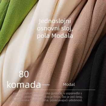 Ženski Modalni termalni gornji sloj za bazni sloj, dugi rukav, okrugli izrez, debeo materijal, jednobojni, zimi