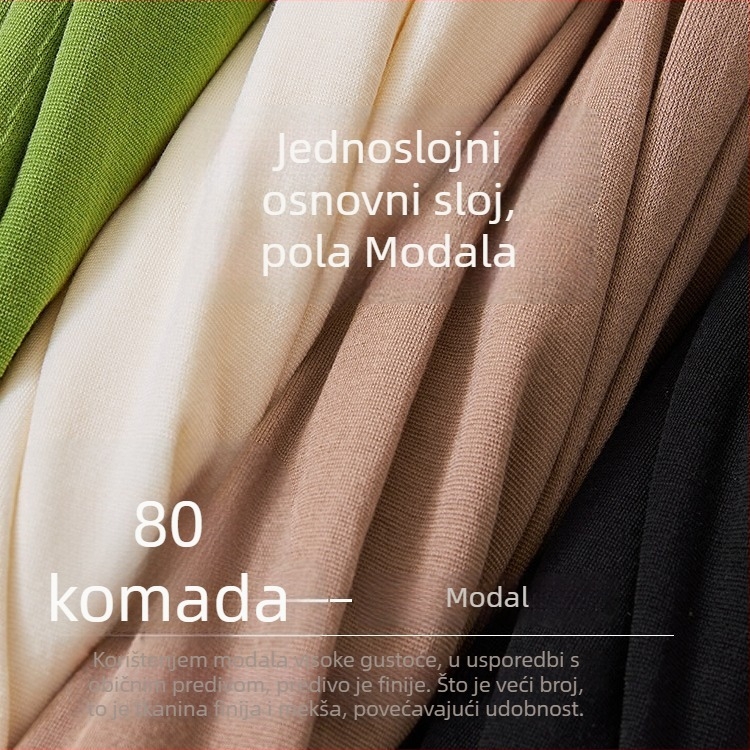 Ženski Modalni termalni gornji sloj za bazni sloj, dugi rukav, okrugli izrez, debeo materijal, jednobojni, zimi