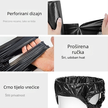 Vreće za smeće u stilu prsluka, crne, 300 komada, izdržljive, prijenosne, za kućnu upotrebu