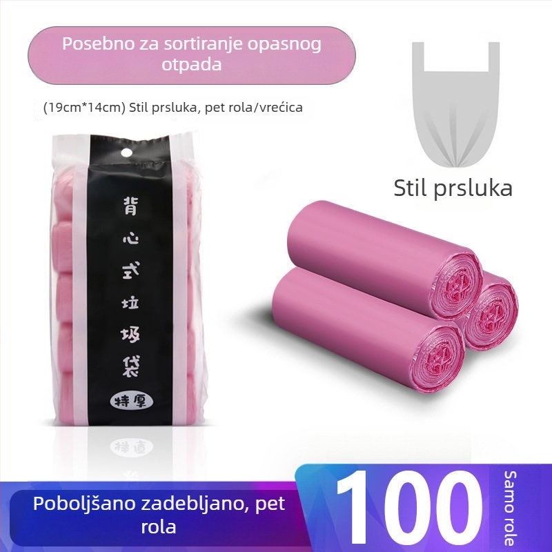 Jingbang crne vrećice za kućni otpad, jednokratne, debele, u stilu prsluka, velika rola
