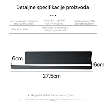 Magnetni držač papirnatih ubrusa sa usisnim montažom, nehrđajući čelik, moderan minimalistički dizajn, za rolle folije i papirnate ubruse